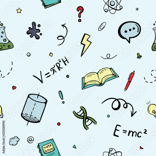 Education, school, university. Bright Seamless Vector Pattern for Wrapping Paper, Print, Background, Textile