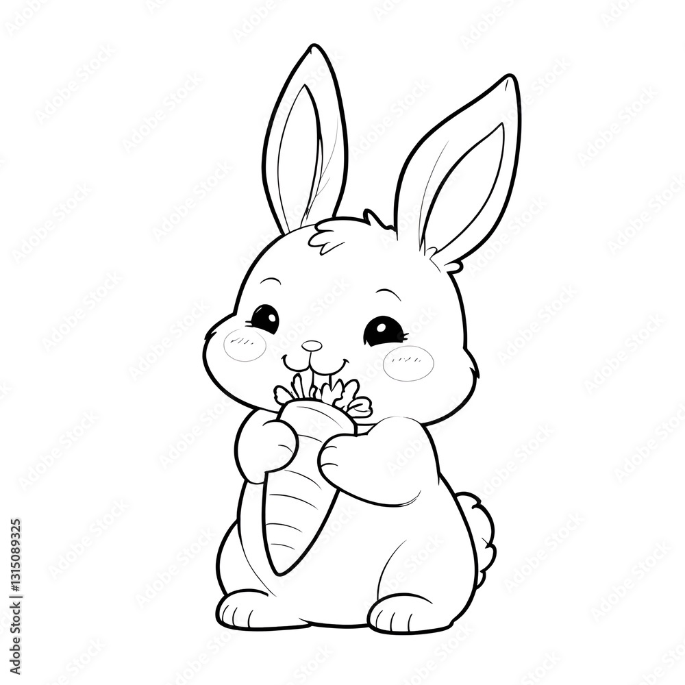 Obraz premium Easy and bold bunny coloring page for kids and adults