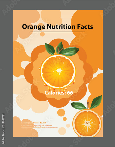 Orange fruit flyer background layout design vector on colorful background