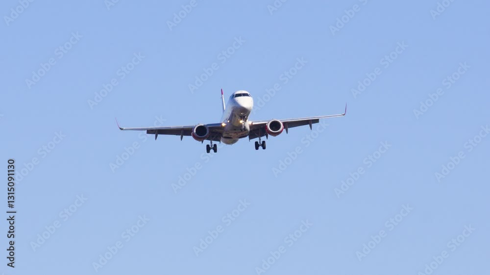 Passenger plane lands smoothly at busy airport in bright sunny weather, showcasing travel and tourism excitement Passenger plane lands smoothly at busy airport in bright sunny weather, showcasing travel and tourism excitement