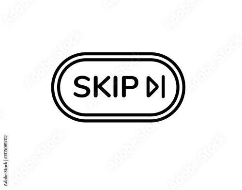 A stylish play skip button icon featuring a bold black outline and minimalist design. simple and clear.