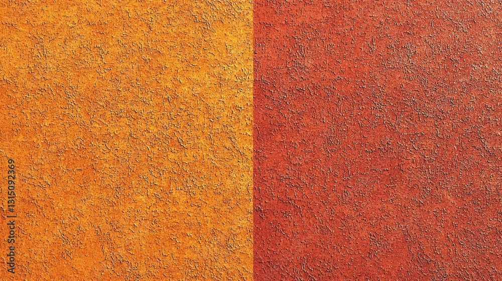 Textured, orange and red surface divided, background shows color transition Textured, orange and red surface divided, background shows color transition