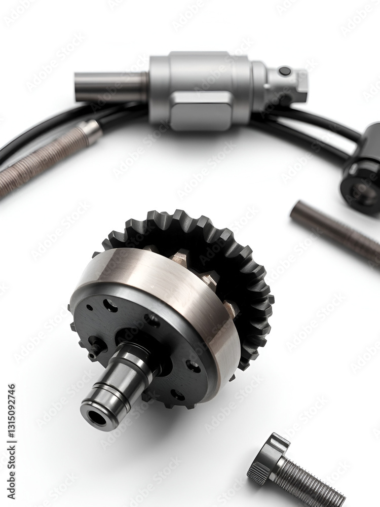 Camshaft motorcycle Motorcycle spare parts isolated on white background Camshaft motorcycle Motorcycle spare parts isolated on white background