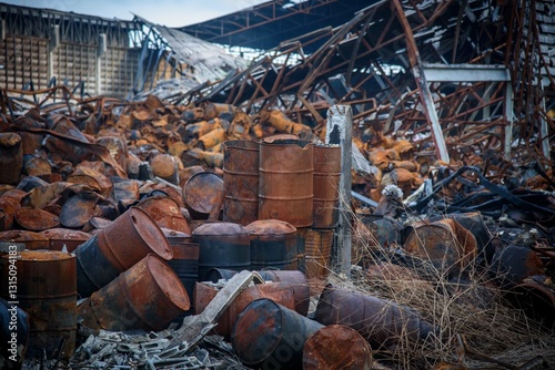 Abandoned factory destroyed by fire