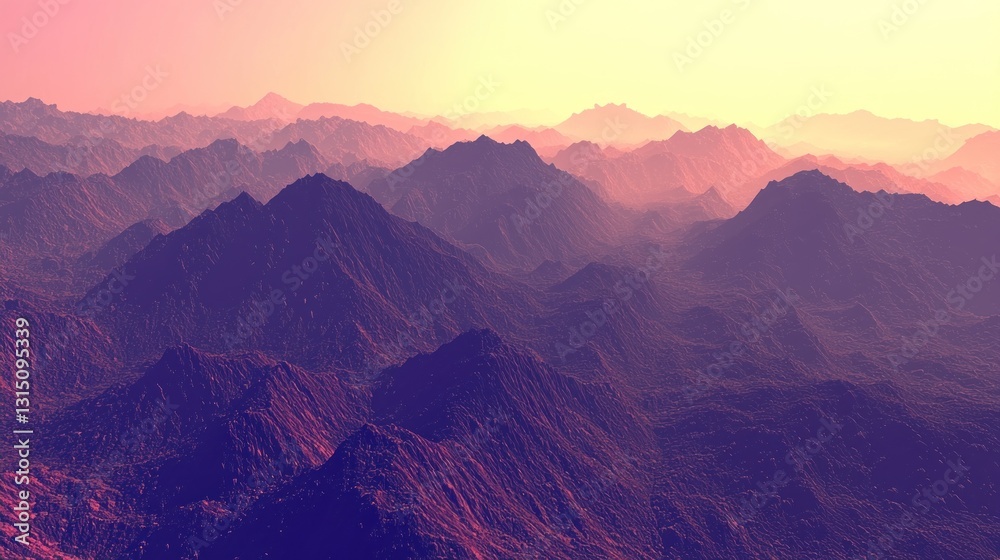 Fototapeta premium Panoramic mountain range vista at sunrise