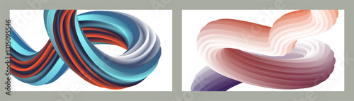 Abstract volumetric background. Cords. set of two illustrations. Toothpaste in a tube. Minimalism. Creative modern background. Cover design, wallpaper, background. eps vector.