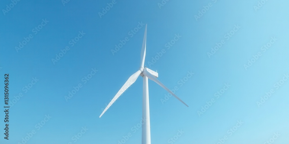Clean Energy Turbine Against a Vivid Azure Sky, a Symbol of Sustainable Power Generation and Environmental Responsibility Clean Energy Turbine Against a Vivid Azure Sky, a Symbol of Sustainable Power Generation and Environmental Responsibility