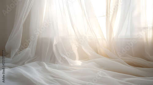 Wallpaper Mural Sheer White Curtains Draped in Sunlight Torontodigital.ca