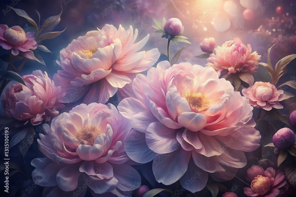 Luminous Floral Abundance: A Vibrant Bouquet in a Dreamy Glow Luminous Floral Abundance: A Vibrant Bouquet in a Dreamy Glow