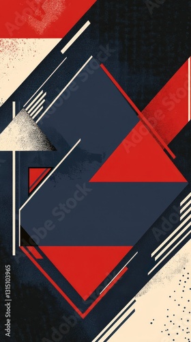 Abstract Geometric Red Blue Design with Lines and Shapes