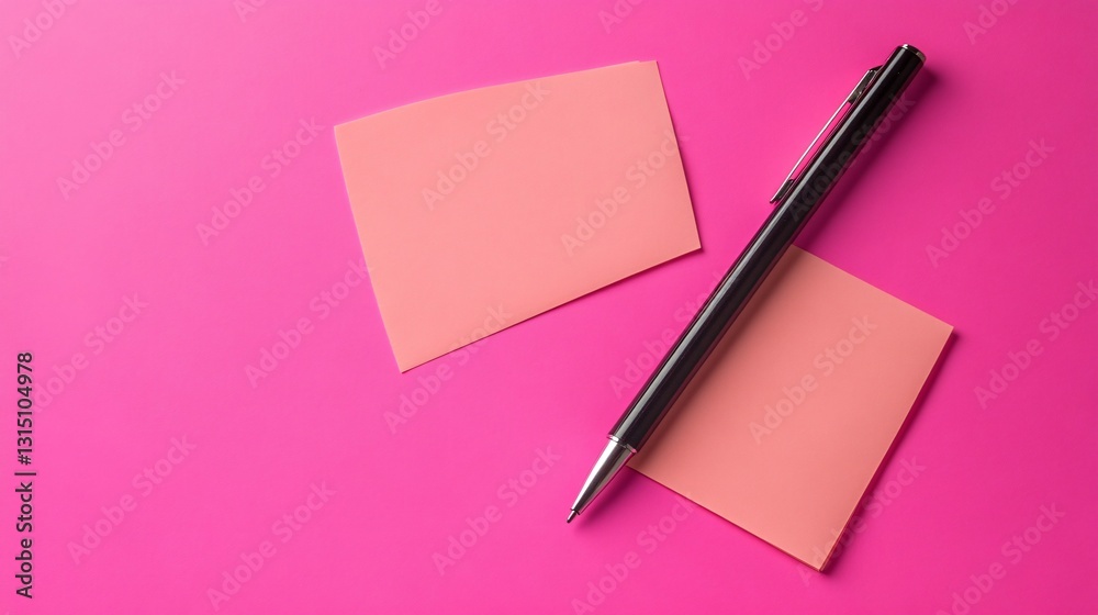 Pink Post-it Notes with Pen on Pink Back