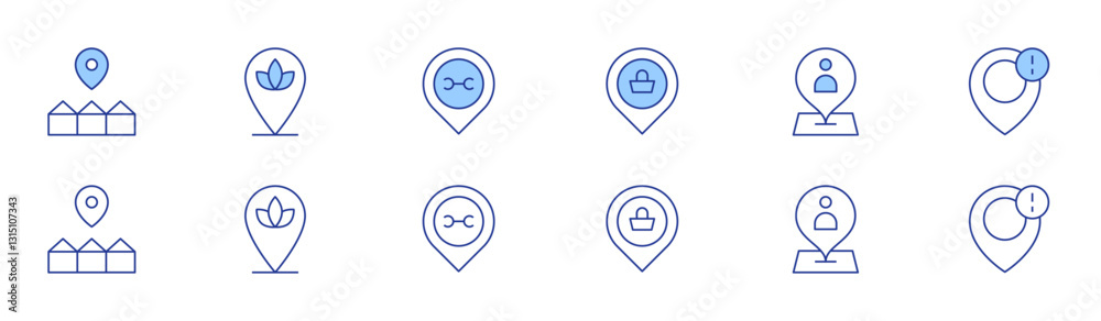 Location icon set in two styles, Duotone and Thin Line style. Editable stroke. location Location icon set in two styles, Duotone and Thin Line style. Editable stroke. location