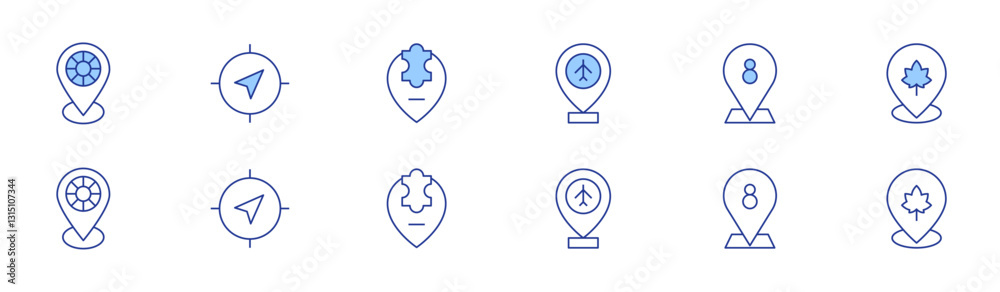 Location icon set in two styles, Duotone and Thin Line style. Editable stroke. location.-2 Location icon set in two styles, Duotone and Thin Line style. Editable stroke. location.-2