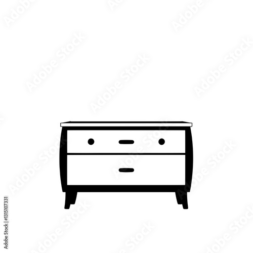 vector Line Drawing of a Two-Drawer Chest