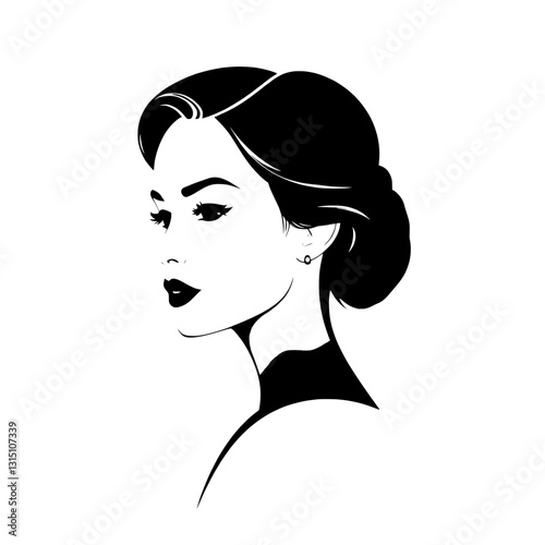 Profile Illustration of Woman with Updo Hairstyle