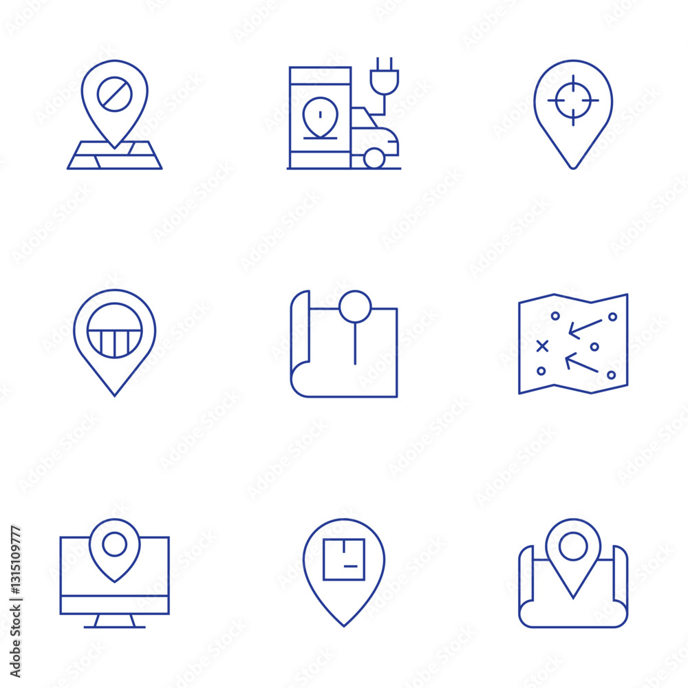 Location icons set. Thin Line style, editable stroke. location pin, location, placeholder, map Location icons set. Thin Line style, editable stroke. location pin, location, placeholder, map