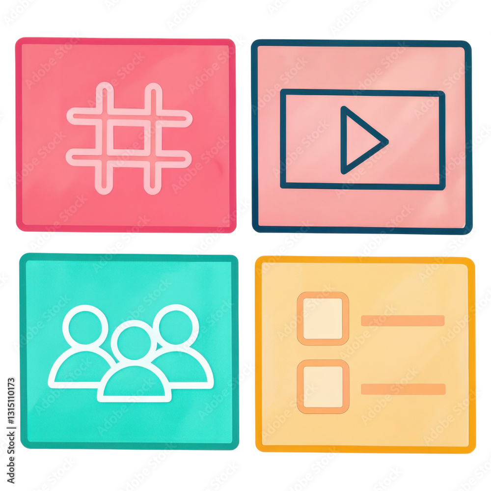 Obraz premium A collection of viral content elements and hashtags for social media engagement.