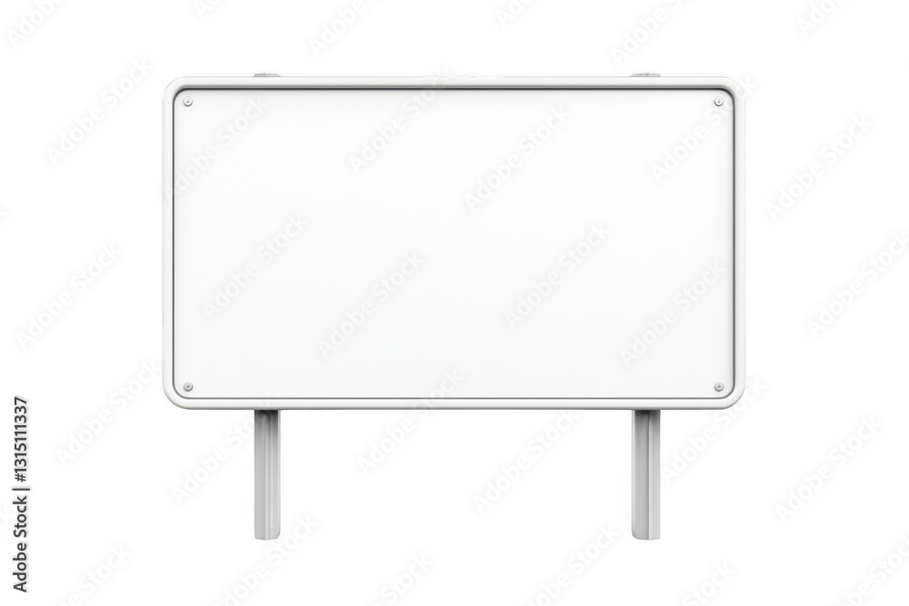 Blank White Rectangular Sign with Metal Frame on Transparent Backgrounds Blank White Rectangular Sign with Metal Frame on Transparent Backgrounds