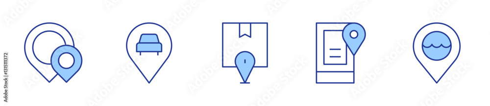 location, car. Location Icon vector illustration. Line Duotone style. Editable stroke location, car. Location Icon vector illustration. Line Duotone style. Editable stroke