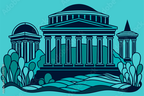 vector illustration of a greek temple