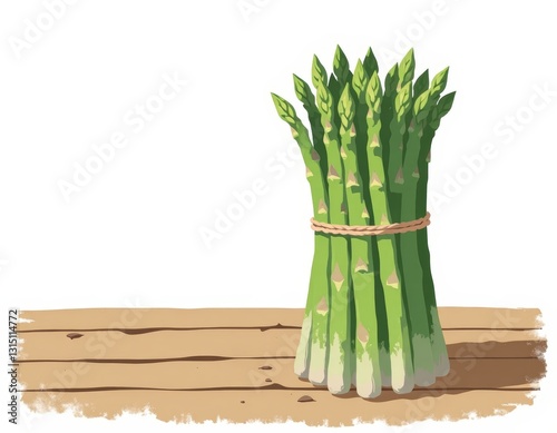 minimalist asparagus bundle natural daylight organic food copy space flat color illustration