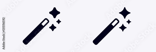 Simple magic wand icon with sparkling stars, symbolizing enchantment, wonder, and imagination.