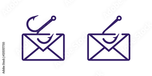 Two outlined phishing email icons emphasize the dangers of online scams in modern communication.