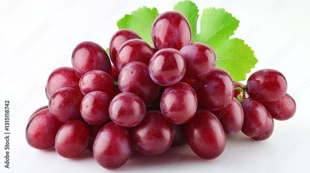 A bunch of ripe red grapes on a white isolated background A bunch of ripe red grapes on a white isolated background