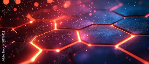 Abstract background hexagon pattern with glowing lights