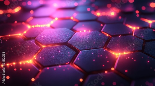 Abstract background hexagon pattern with glowing lights