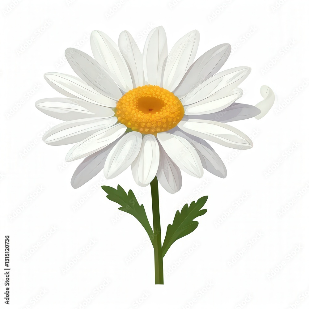 Fototapeta premium an AI Image Generator, Close-Up of a White Daisy Flower with Yellow Center