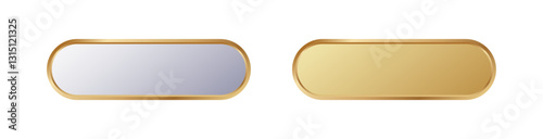 Two stylish rectangular items feature golden edges: a reflective surface and a shiny gold plate.