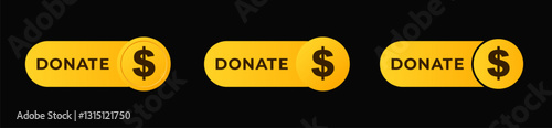 Three yellow buttons with dollar symbols displaying the word donate in a clear and bold font.