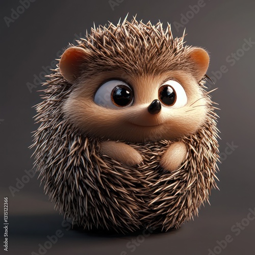 Happy hedgehog curling defensively, glowing smile, full-body pose radiating energy on a bright white background.