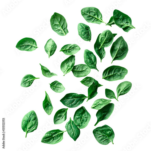 Wallpaper Mural Fresh spinach leaves scattered on a transparent background. Organic baby spinach, green leafy vegetable, ideal for healthy salads, smoothies, and cooking. Torontodigital.ca