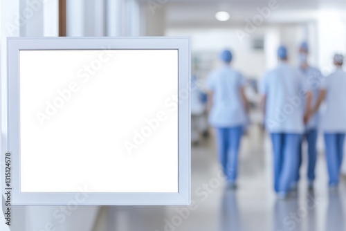 White blank poster frame in the foreground with medical professionals blurred out behind it The background is a bright hospital room --ar 3:2 --v 6.1 Job ID: 5ceacaf2-9d30-4bed-9ebc-0eb9b5716468