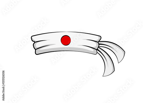 A traditional japanese headband featuring a red circle, symbolizing culture and heritage.