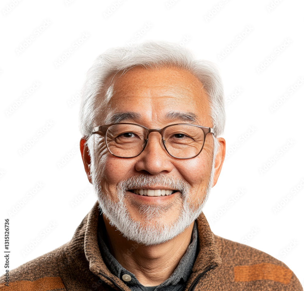 Portrait of senior man bright smiling isolated on transparent background, png Portrait of senior man bright smiling isolated on transparent background, png