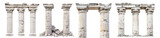 Set of ancient stone columns in classical architecture, isolated on transparent cutout background