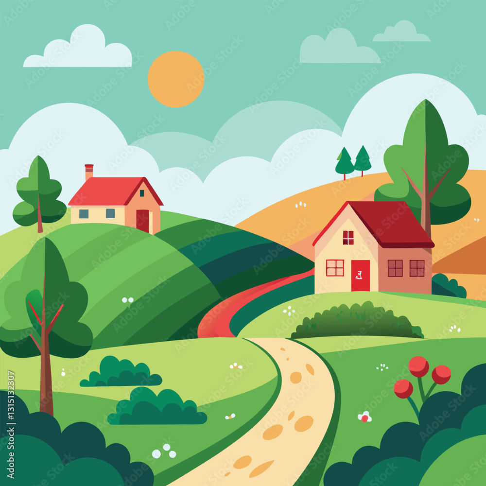 Fototapeta premium Idyllic Farmhouse in Rolling Hills