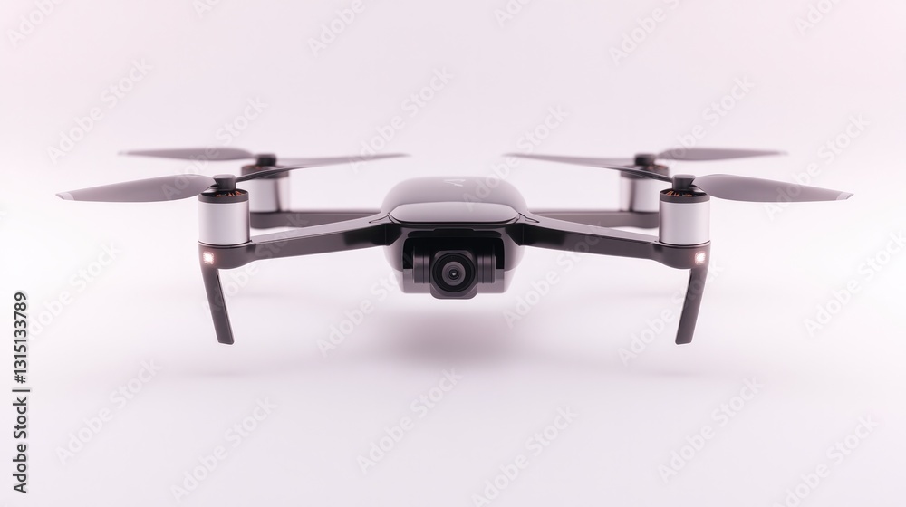 capture sleek modern drone with four propellers captured in levitated position on seamless white background ensuring capture sleek modern drone with four propellers captured in levitated position on seamless white background ensuring