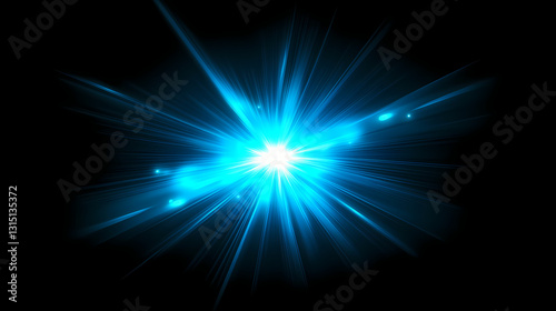 Abstract glowing blue starburst with nebulous texture. Nebulous - Galaxy. Illustration
