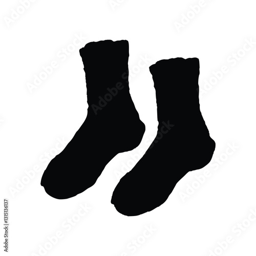 Black Silhouette of Ankle-Length Socks with Ribbed Top