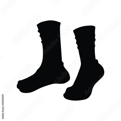 Black Silhouette of Ankle-Length Socks with Ribbed Top