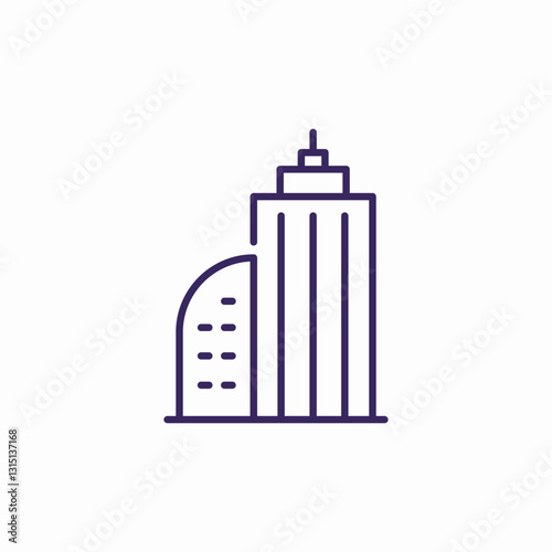 high town buildings icon sign vector