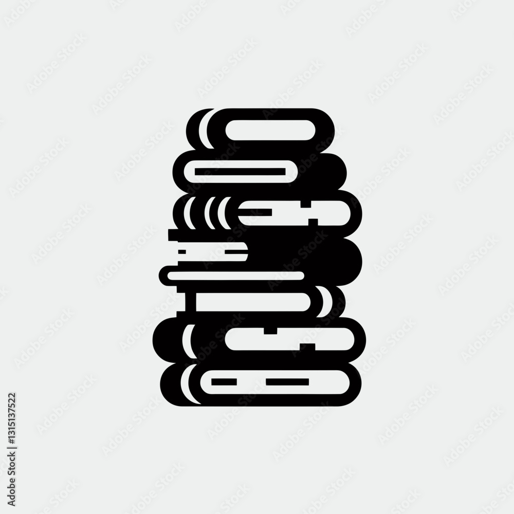 very simple flat and minimalist Stacked Books silhouette in black on a white background very simple flat and minimalist Stacked Books silhouette in black on a white background