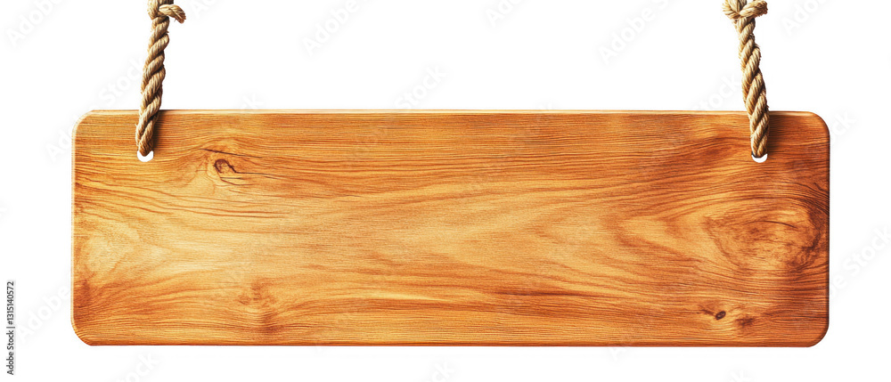 Rectangular Brown Wooden Sign Hanging on Rope with Transparent Background Rectangular Brown Wooden Sign Hanging on Rope with Transparent Background