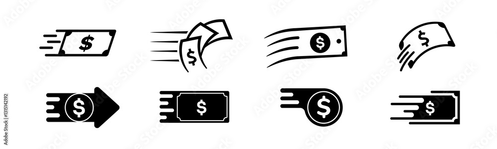 A minimalistic black money transfer logo featuring a dollar sign, arrow, and flat design, symbolizing fast payments, financial success, and smooth cash flow for business and marketing purposes. A minimalistic black money transfer logo featuring a dollar sign, arrow, and flat design, symbolizing fast payments, financial success, and smooth cash flow for business and marketing purposes.