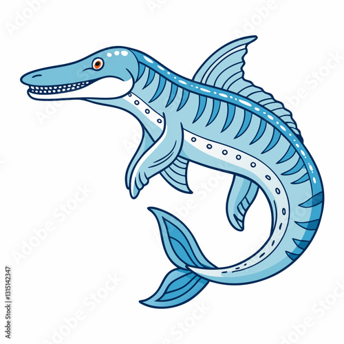 vector illustration of a cartoon water dinosaur