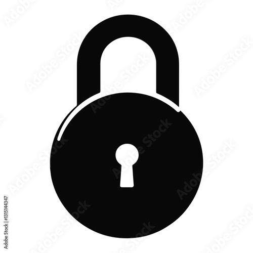 Black and white silhouette of a combination lock, security symbol